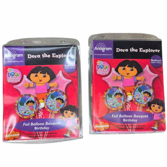 Dora The Explorer Foil Balloon Bouquet Birthday 5 Count Set of 2 - Picture 1 of 5